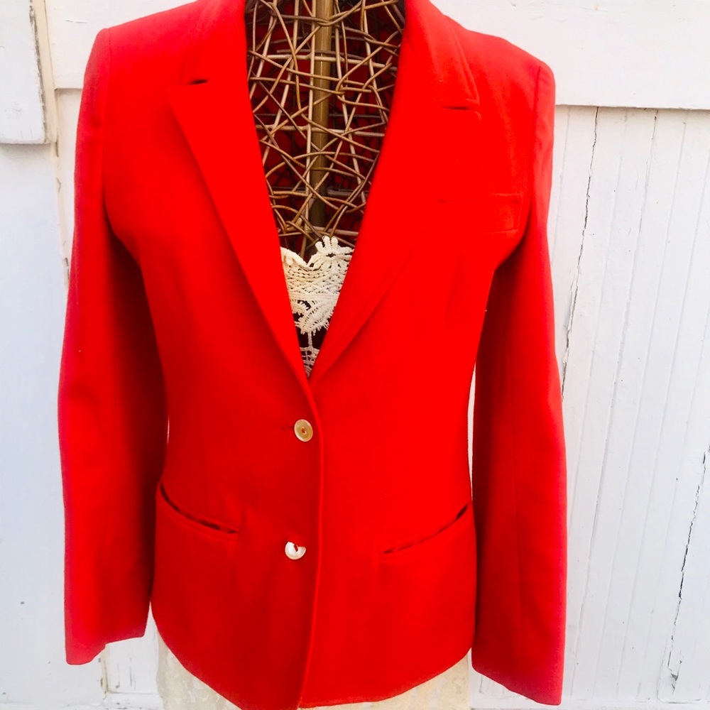 Vintage Bright Red wool blazer